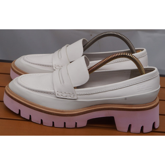 Anthropologie Oncept Heeled Loafers White & Pink Womens US 7 Boho Hipster - Picture 2 of 16